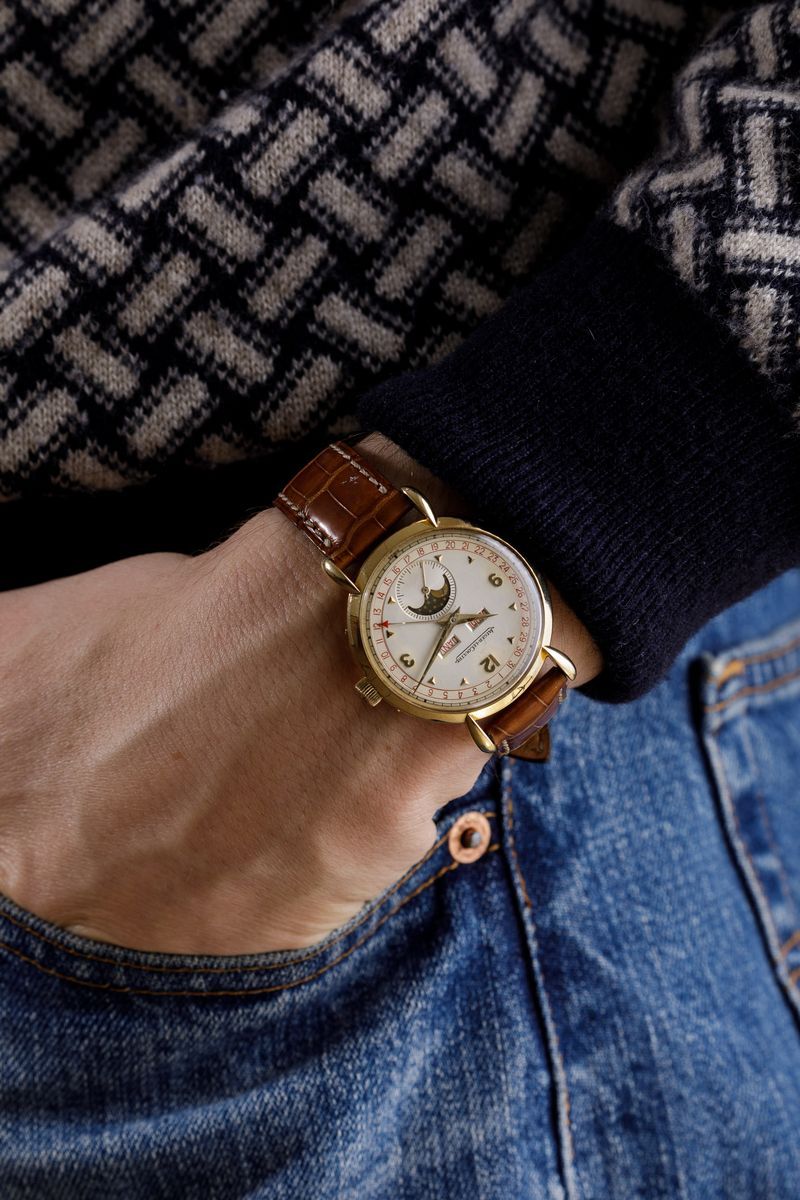 Jaeger Lecoultre - Triplo Calendario con Fasi Lunari in Oro 18k, Anni '40 in Eccellenti Condizion...