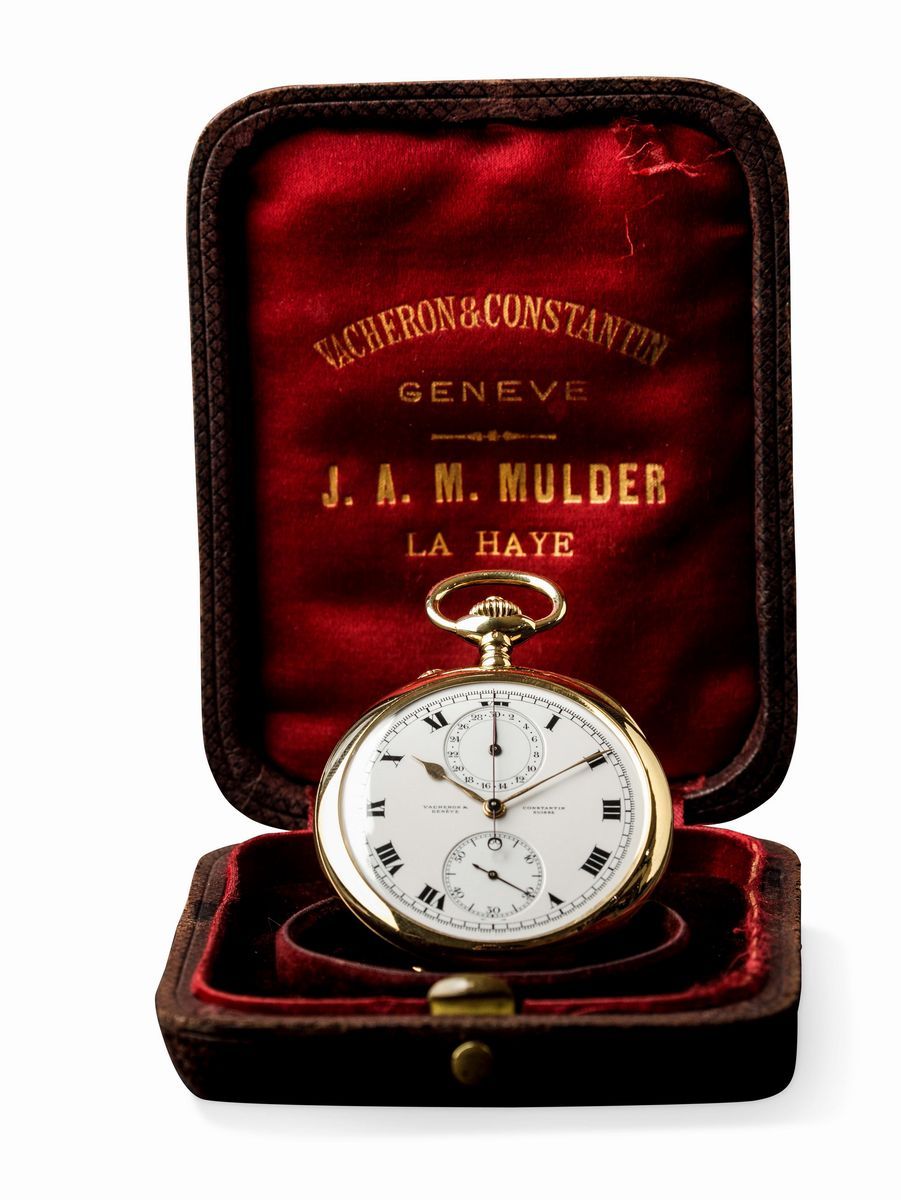 Vacheron & Constantin - Prestigioso Cronografo da Tasca Monopulsante con Quadrante in Smalto e Co...