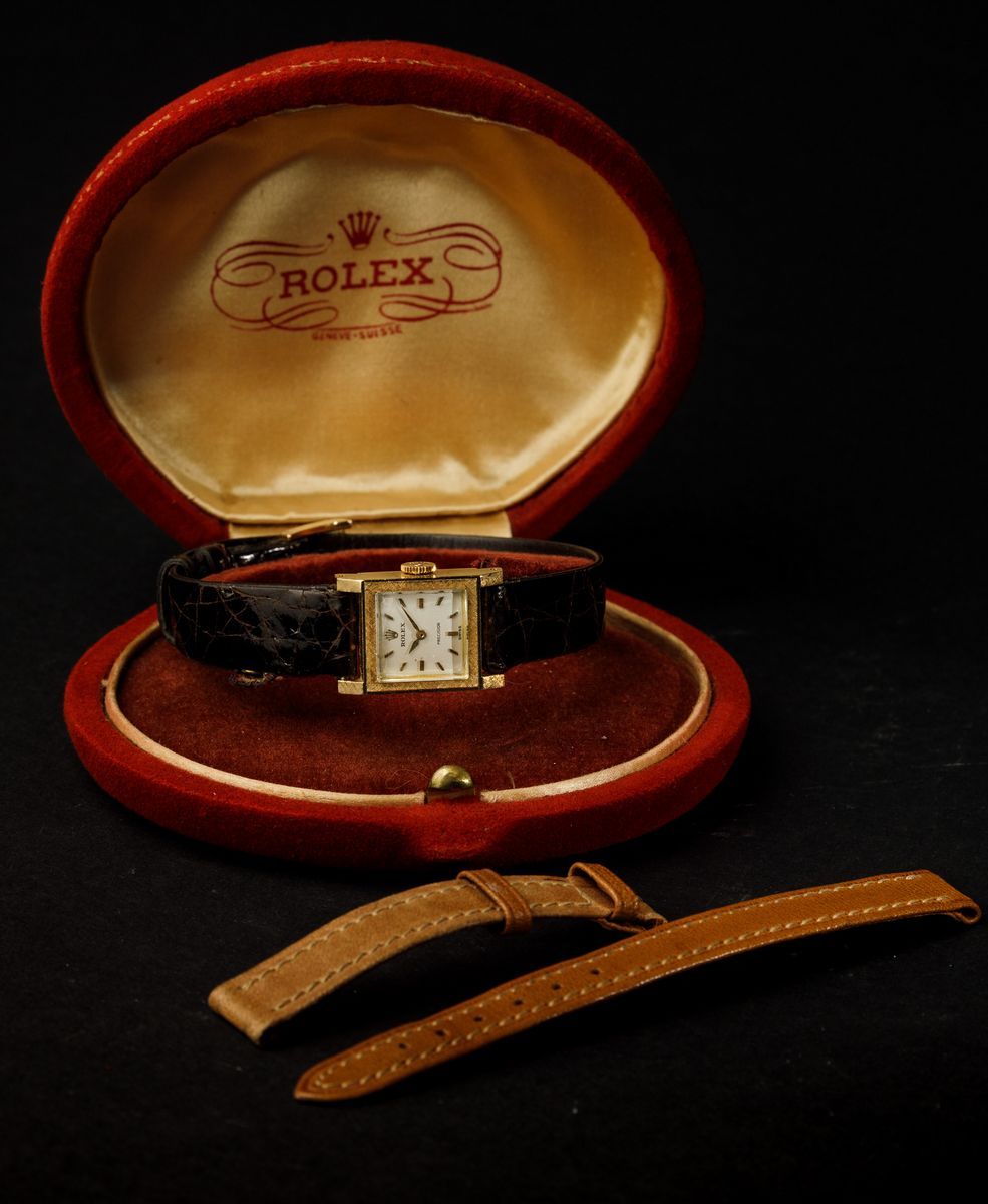Rolex -precision Lady Quadrato Anni '40 D'oro 18k, con Astuccio Originale a Conchiglia