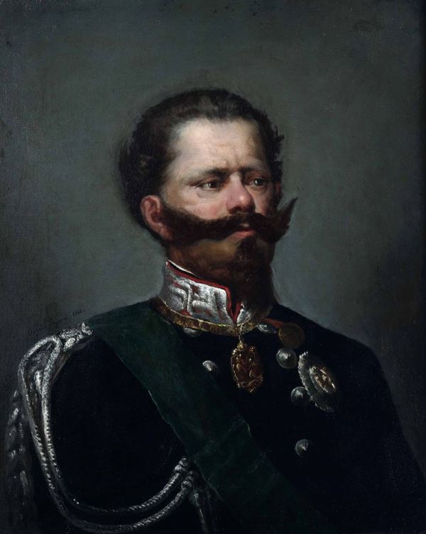 Angelo Inganni (1807-1880) Ritratto di Vittorio Emanuele II in alta uniforme