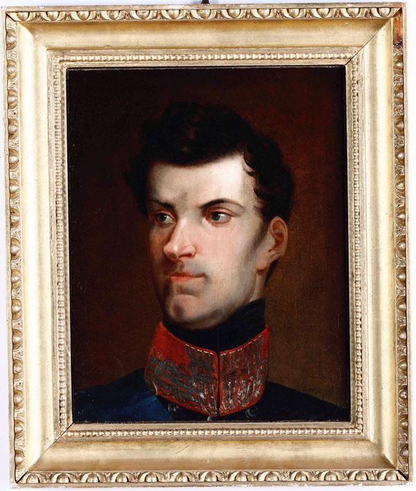 Pittore del XIX secolo Ritratto di Carlo Alberto di Savoia in divisa di ufficiale