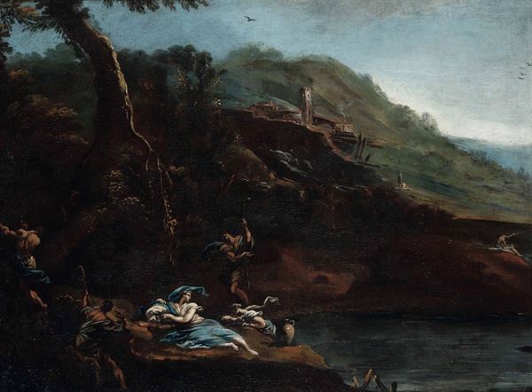 Alessandro Magnasco (Genova 1667-1749) Paesaggio bucolico con pastori