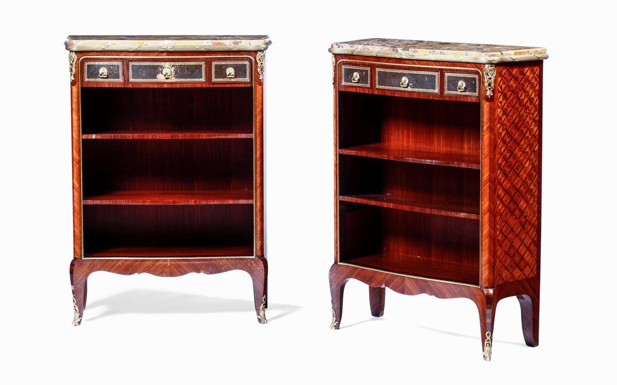 Coppia di Librerie Napoleone III Firmate sulla Serratura Paul Sormani, Paris