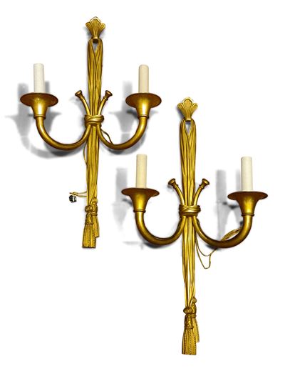 Coppia di Appliques in Bronzo Dorato, Stile Luigi XVI