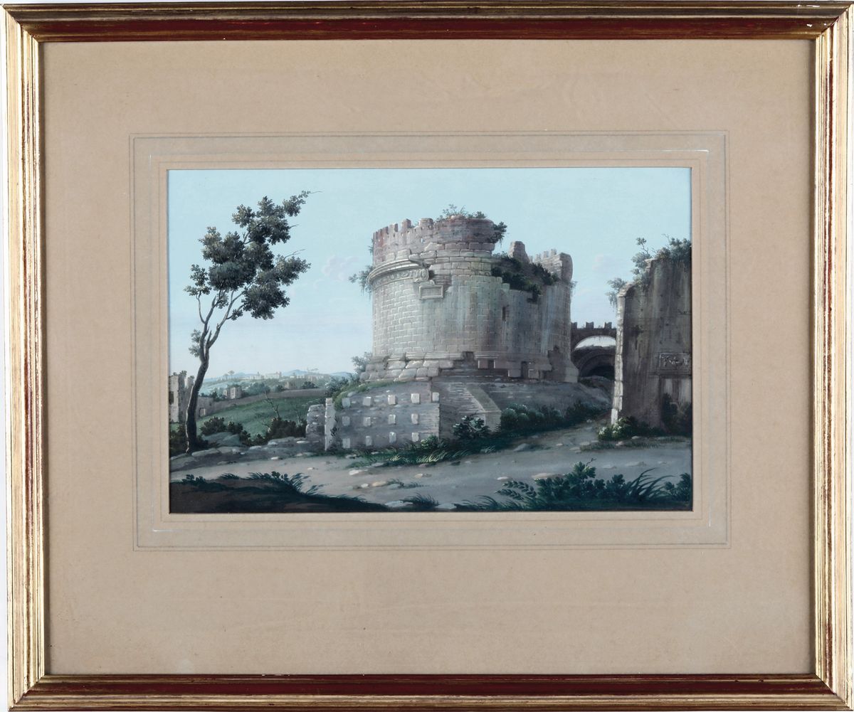 Scuola Romana del XVIII Secolo Vedute di Roma: Colosseo e Cecilia Metella