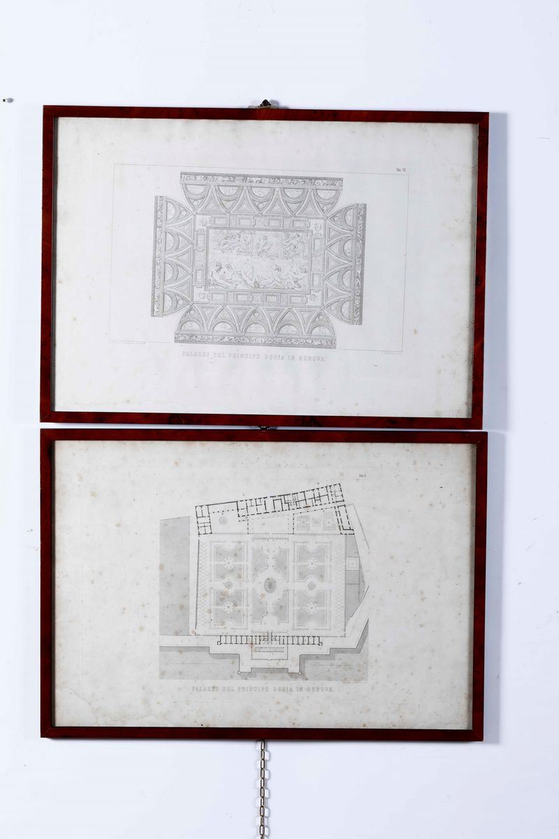 Tre incisioni tratte dall'opera di Belgrano, dedicata al Principe d'oria Palazzo Principe d'oria  - Asta Libri Antichi, Stampe, Incisioni e Carte Geografiche | Cambi Time - I - Cambi Casa d'Aste