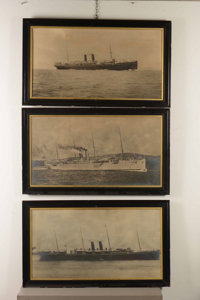 Lotto di 5 Fotografie di Navi in Cornice. Due di Felix Giuglard