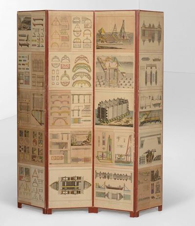 Paravento in Legno con Decori Serigrafati.