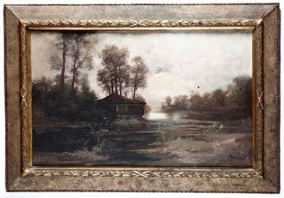 Henry Markò (1855-1921) Paesaggio Fluviale