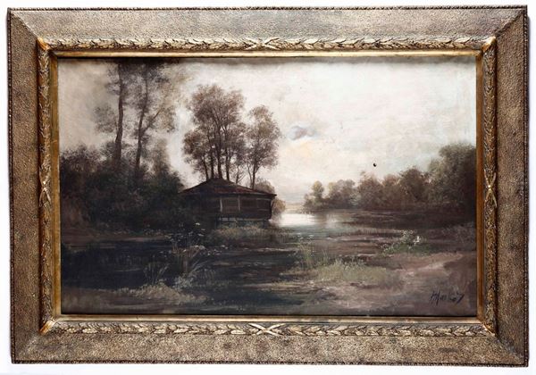 Henry Mark&#242; - Henry Markò (1855-1921) Paesaggio fluviale
