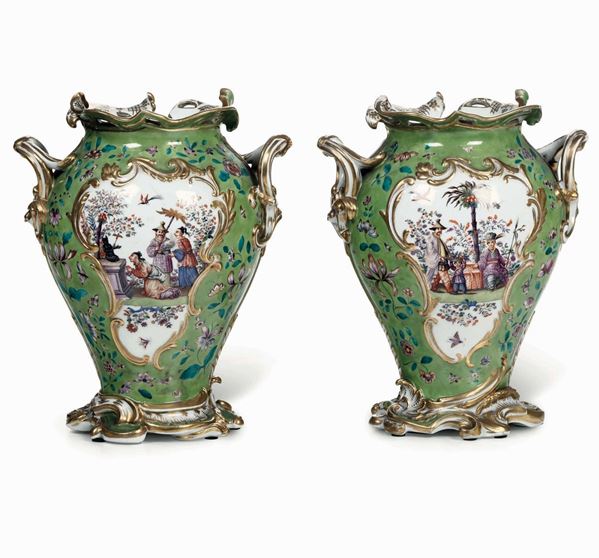 Coppia di vasi da centro Meissen, fine XIX - inizio XX secolo