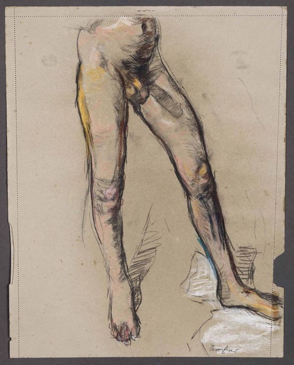 Mario Cavaglieri (Rovigo 1887 - Peyloubère 1969) Nudo maschile in piedi