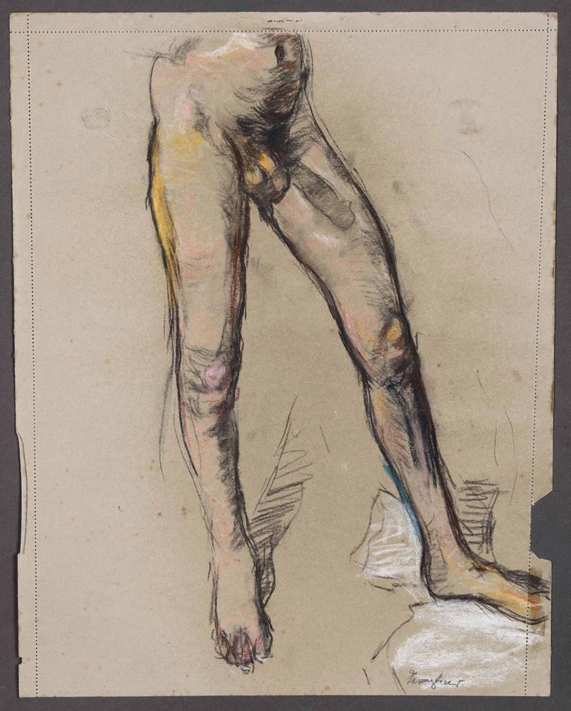 Mario Cavaglieri (Rovigo 1887 - Peyloubère 1969) Nudo maschile in piedi  - Auction 19th-20th century paintings - Cambi Casa d'Aste