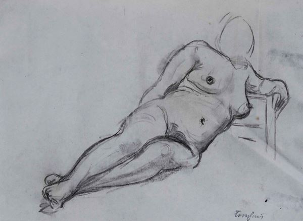 Mario Cavaglieri - Mario Cavaglieri (Rovigo 1887 - Peyloubère 1969) Nudo di donna sdraiata