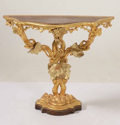 Console in Legno Intagliato e Dorato in Stile