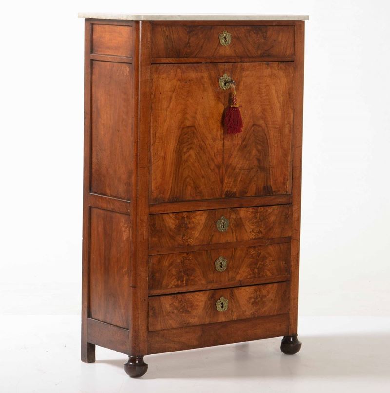 Secretaire Carlo X in legno lastronato, XIX secolo  - Auction Antiques | Timed Auction - Cambi Casa d'Aste