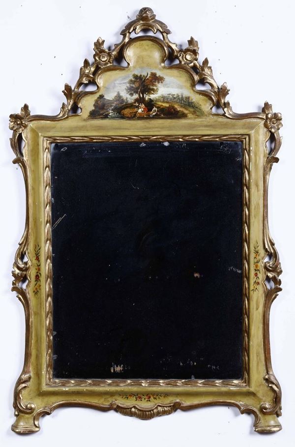 Specchierina in legno dipinto, XIX-XX secolo