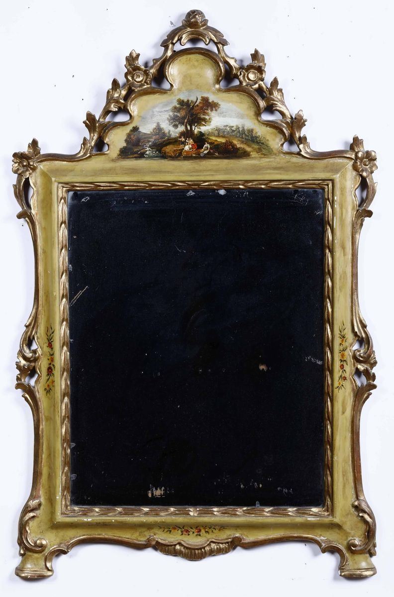 Specchierina in legno dipinto, XIX-XX secolo  - Asta Antiquariato | Cambi Time - Cambi Casa d'Aste