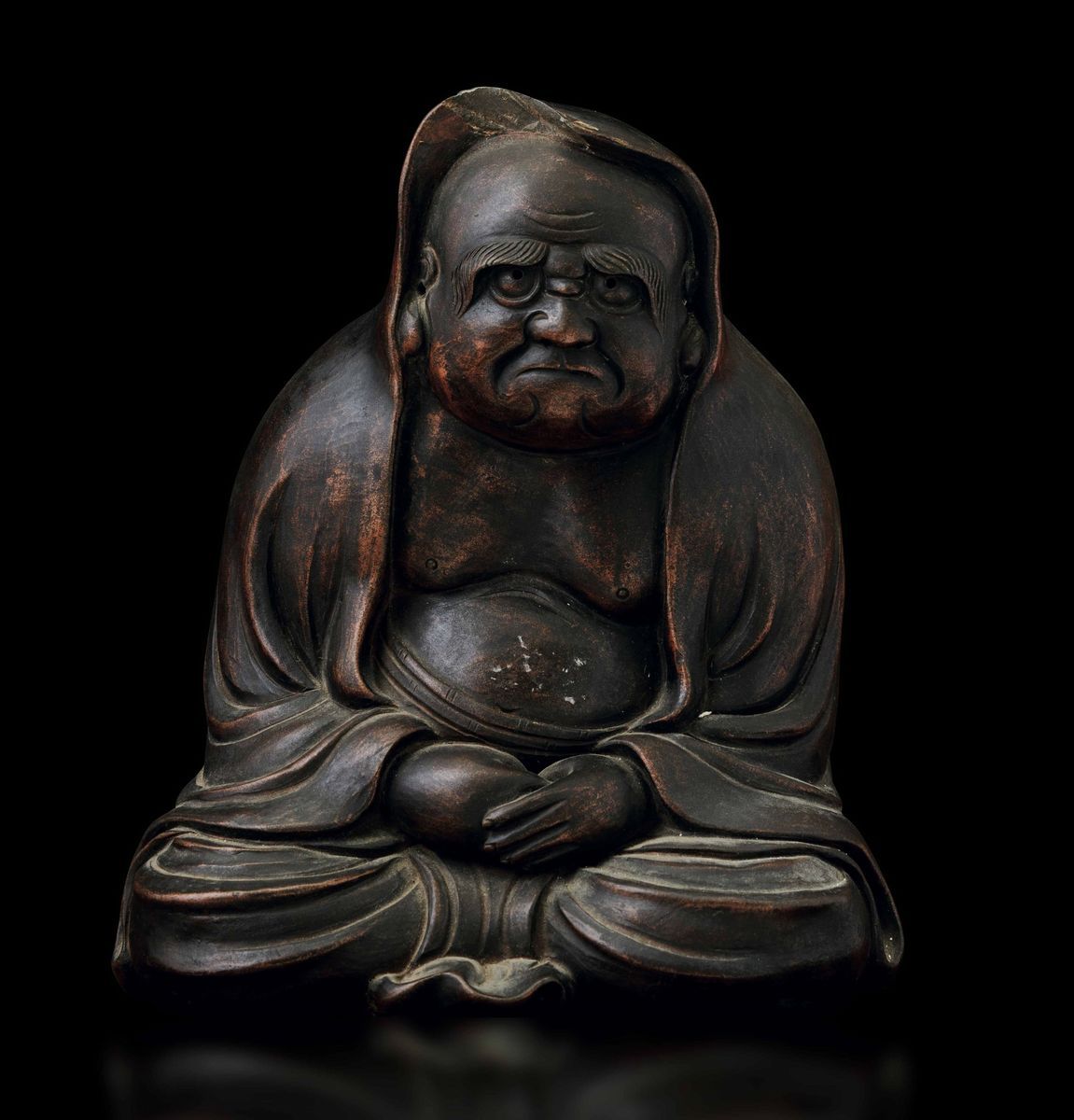 Figura di Daruma Seduto in Grã¨s, Giappone, Periodo Edo (1603â€“1868)