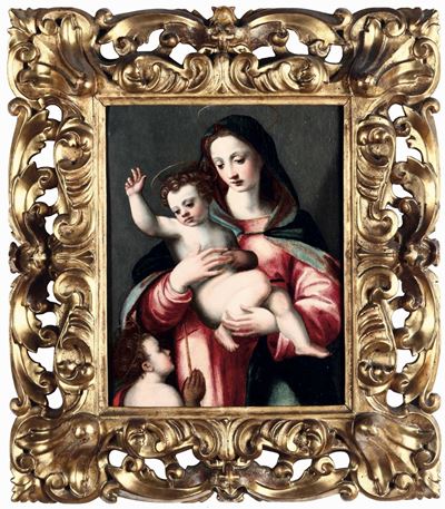 Scuola Toscana del XVI Secolomadonna con Bambino e San Giovannino