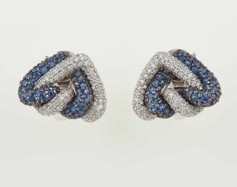 Sabbadini. Orecchini con zaffiri e diamanti  - Auction Fine Jewels - III - Cambi Casa d'Aste