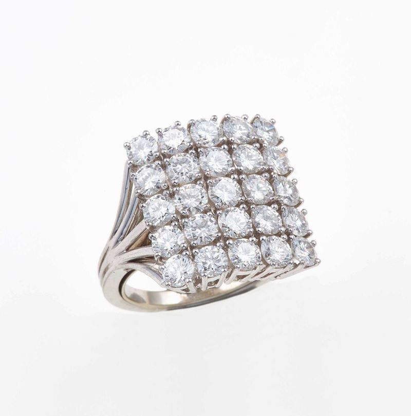 Anello con diamanti taglio brillante per ct 3.50 circa  - Auction Fine Jewels - III - Cambi Casa d'Aste