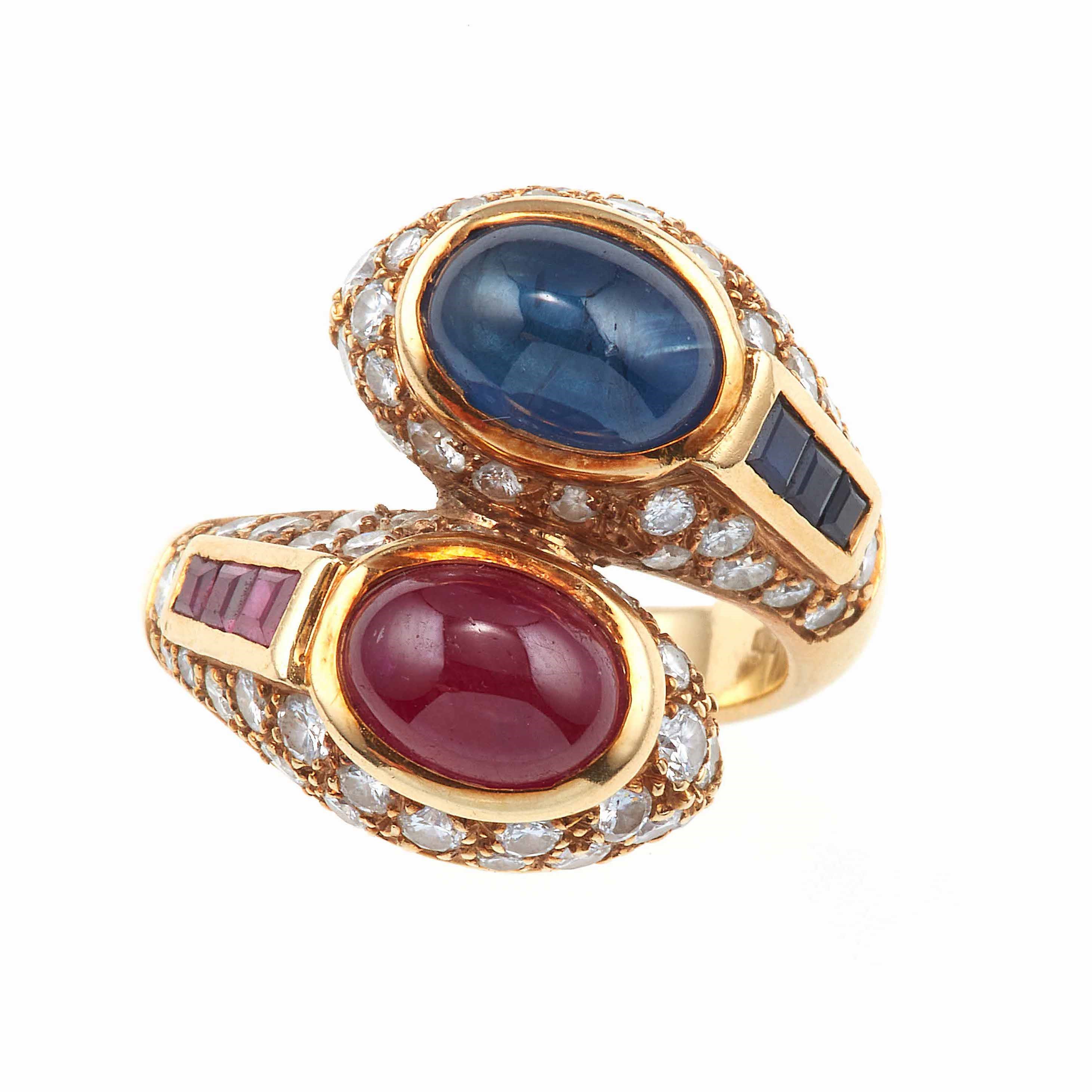 Anello con Rubini, Zaffiri e Diamanti
