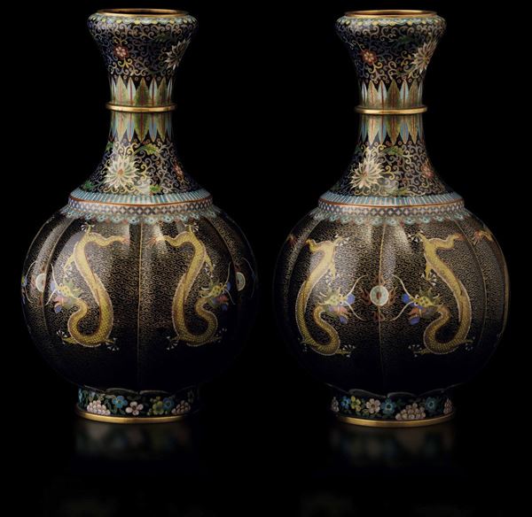 Two enamel vases, China, 1900s
