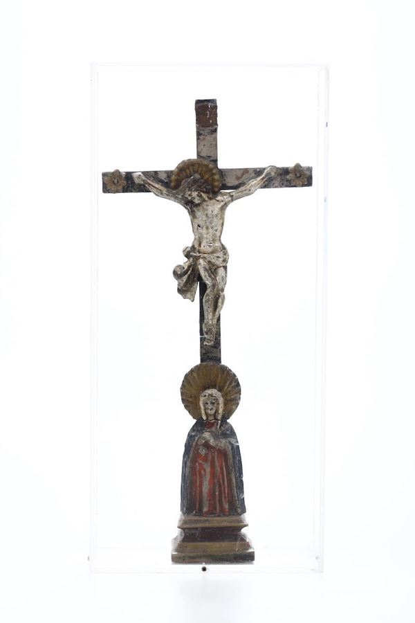 Crocifissione in legno policromo. Scultore d’Oltralpe (Tirolo ?) del XVIII secolo