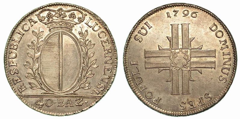 SVIZZERA LUCERNA. 40 Batzen 1796.  - Auction Numismatics - Cambi Casa d'Aste