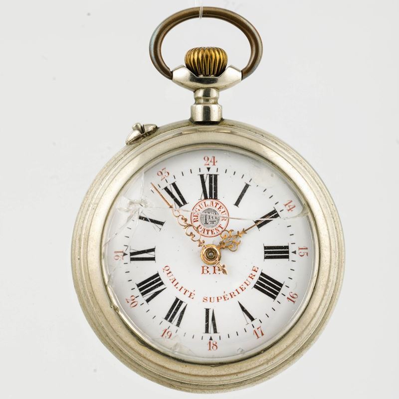Orologio da tasca Roskopf in metallo firmato B.P. con quadrante bianco e numeri Romani  - Auction Watches | Timed Auction - Cambi Casa d'Aste