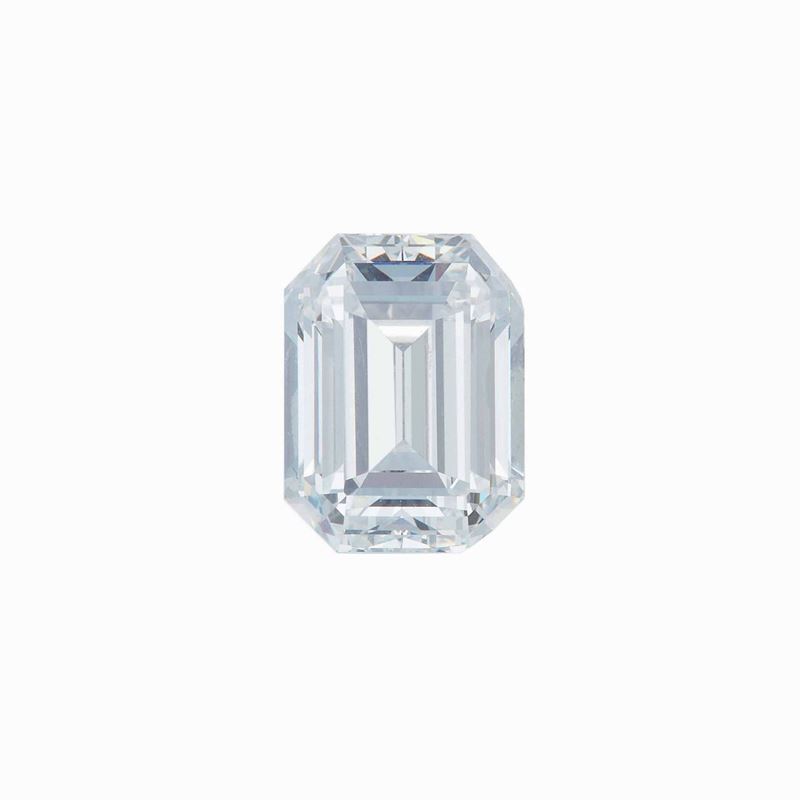 Diamante taglio smeraldo di ct 5.07, colore D, caratteristiche interne VS2, fluorescenza UV nulla, tipo IIa  - Auction Fine Jewels - III - Cambi Casa d'Aste