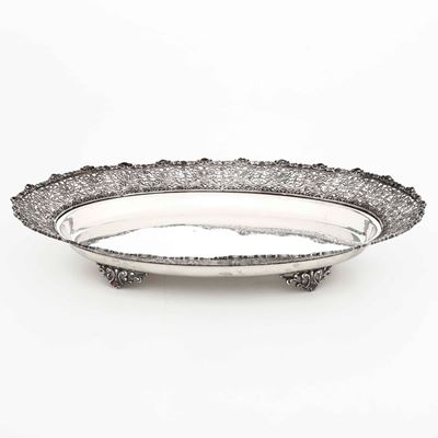 Piatto Argento con Bordo Traforato. Argenteria Italiana del XX Secolo (apparentemente Privo di Pu...