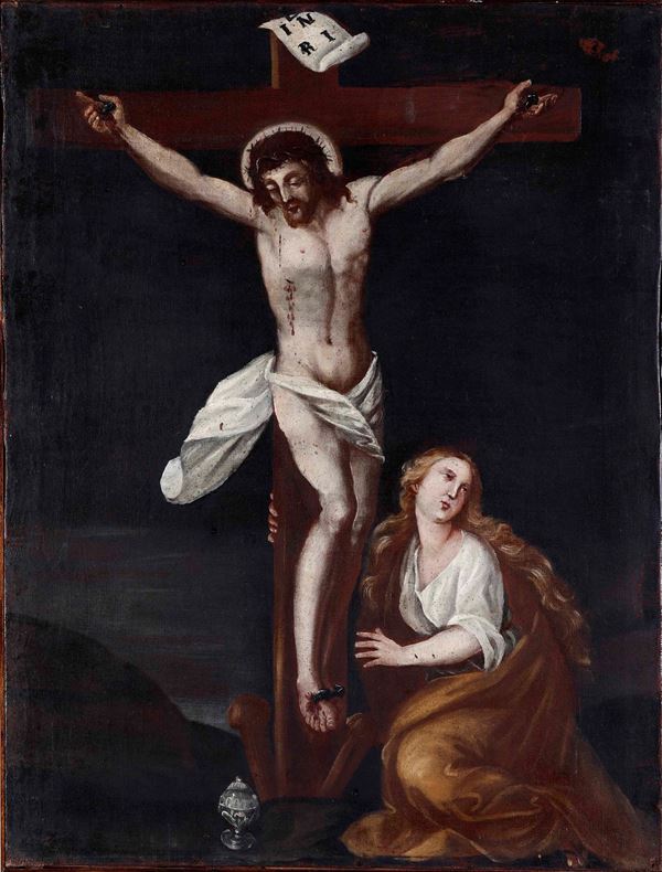 Scuola italiana del XVII secolo Maddalena ai piedi della croce
