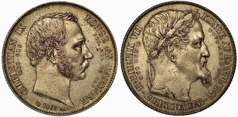 DANIMARCA. Christian IX, 1863-1906. 2 Rigsdaler 1863.  - Auction Numismatics - Cambi Casa d'Aste
