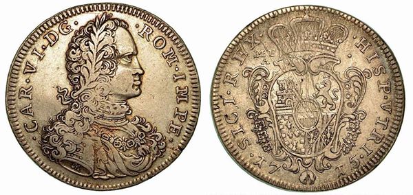 NAPOLI. Carlo III (poi VI d'Asburgo), 1707-1734 (secondo periodo come Imperatore d'Austria, 1711-1734). Ducato 1715.
