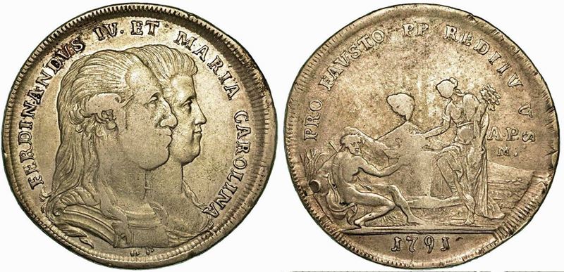 NAPOLI. Ferdinando IV di Borbone, 1759-1799 (primo periodo). 120 Grana 1791.  - Asta Numismatica - Cambi Casa d'Aste