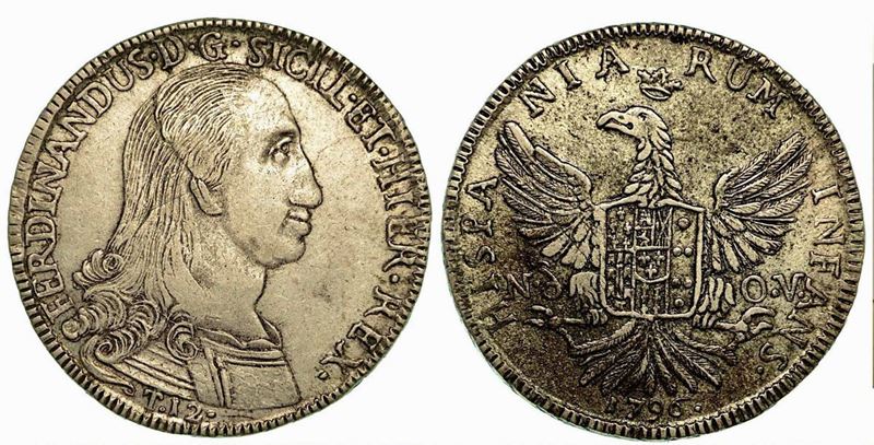 PALERMO. Ferdinando III di Borbone, 1759-1816 (primo periodo). 12 Tarì 1796.  - Asta Numismatica - Cambi Casa d'Aste