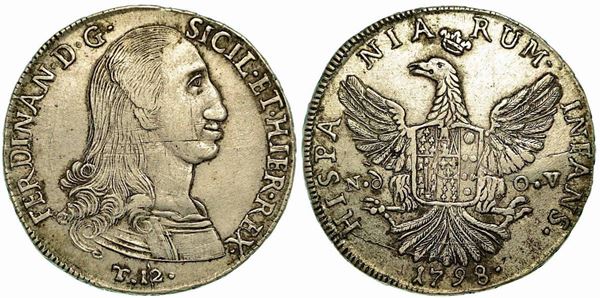 PALERMO. Ferdinando III di Borbone (a nome di), 1759-1816 (primo periodo). 12 Tarì 1798.