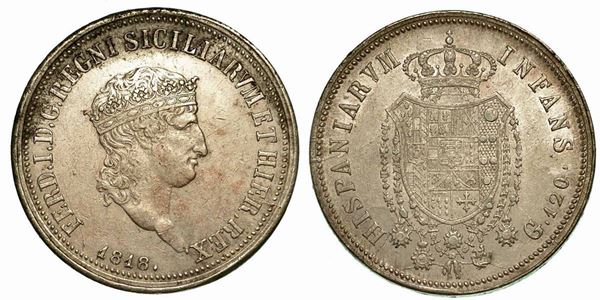 NAPOLI. Ferdinando I, 1816-1825. 120 Grana 1818.