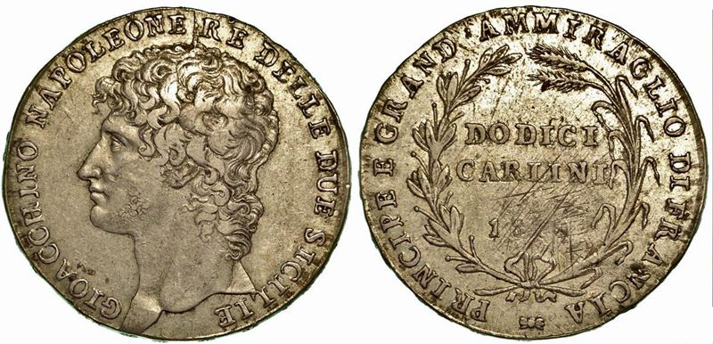NAPOLI. Gioacchino Murat, 1808-1815. Piastra da 12 Carlini 1809 (o 1810).  - Auction Numismatics - Cambi Casa d'Aste