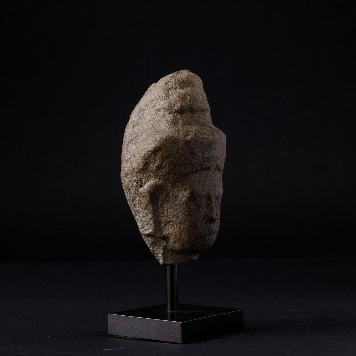 Testa di Buddha in Pietra, India, XIX Secolo