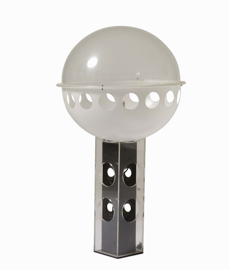 Lampada da tavolo con struttura in metallo e plexiglass.  - Auction Design Lab - Cambi Casa d'Aste