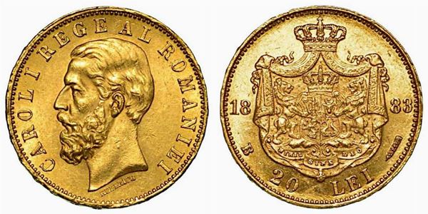 ROMANIA. Carol I, 1866-1914. 20 Lei 1883, zecca di Bucarest.