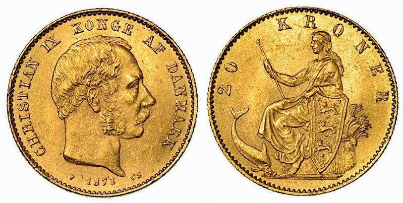 DANIMARCA. Christian IX, 1863-1906. 20 Kroner 1873.  - Auction Numismatics - Cambi Casa d'Aste