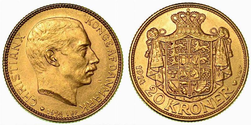 DANIMARCA. Christian X, 1912-1947. 20 Kroner 1914.  - Auction Numismatics - Cambi Casa d'Aste