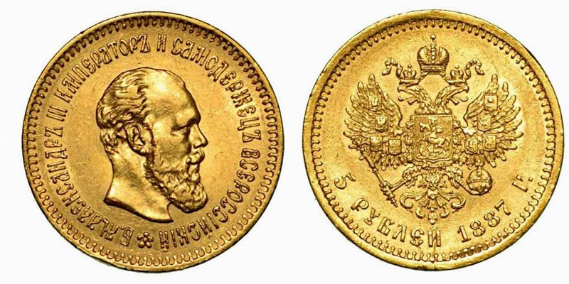 RUSSIA. Aleksandr III, 1881-1894. 5 Rubli 1887.  - Auction Numismatics - Cambi Casa d'Aste