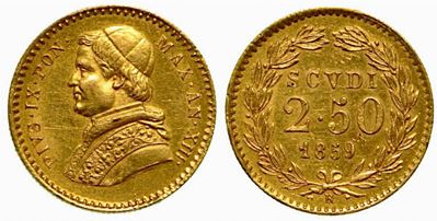 Stato Pontificio. Pio IX, 1846-1870. 2.50 Scudi 1859/a.XIII.