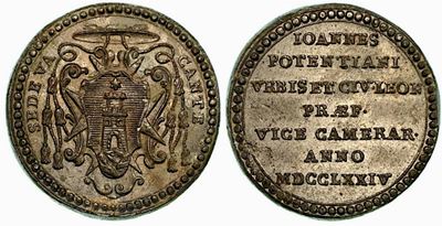 Stato Pontificio. Sede Vacante 1774-1775. Medaglia in Piombo Emessa dal Governatore di Roma e Vic...