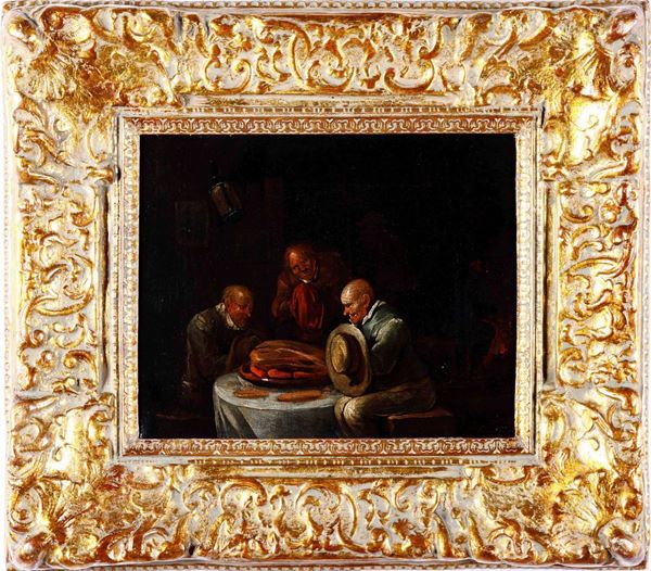 Egbert Van Heemskerck (Harleem 1634 - Londra 1704) La preghiera di ringraziamento prima della cena